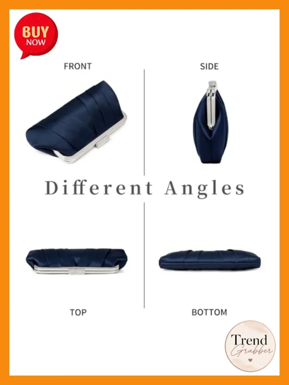 Satin Pleated Evening Clutch with Removable Chain Buckle - Elegant Party Purse